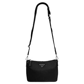 Prada Borsa a spalla in pelle Saffiano Tesuto con logo triangolare per uomo - Nero