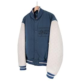 Louis Vuitton Men's Mixed Leather Teddy Varsity Blouson Blue