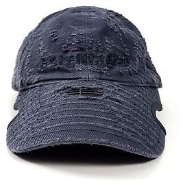 Balenciaga Cappellino da baseball in denim ricamato usurato blu