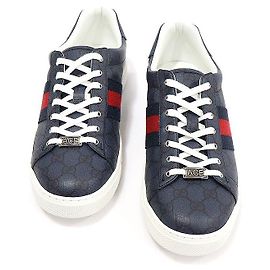 Gucci Sneakers Ace da uomo in tela GG Supreme nero marino con WEB