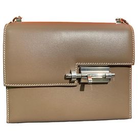 Borsa Hermès Verrou Pistol Piccola Pelle Box Grigio Elefante