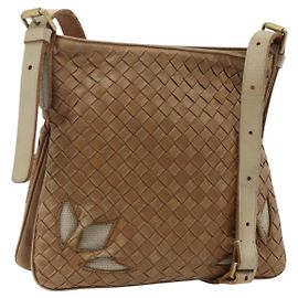 Bolsa de Ombro de Couro Bege INTRECCIATO da BOTTEGA VENETA 170022 Auth 177097