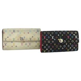LOUIS VUITTON Cartera Sarah Multicolor 2 Set Blanco Negro Auth bs34773