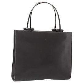 Bolso de mano GUCCI de cuero marrón oscuro con detalles en plata 002 1024 Auth BA12290