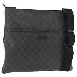 Borsa a spalla GG Supreme in PVC Nero e Argento di GUCCI 162904 Auth ep14425