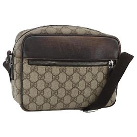 Borsa a Spalla GG Supreme in PVC Beige Argento di GUCCI 114291 Auth ep14204
