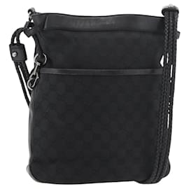 Borsa a Spalla GG Canvas Gucci Nera Argento 109097 Auth 175057