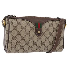 Borsa Sherry Line GG Supreme Web di GUCCI in PVC beige e oro 89 02 018 Auth 176741