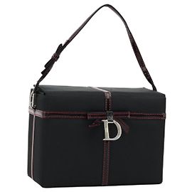 Christian Dior Vanity Pouch aus Nylon Schwarz Silber Auth ep14195