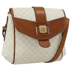 Céline CELINE Macadam Canvas Schultertasche aus PVC-Leder in Weiß und Gold Auth ep14261
