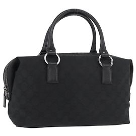 Borsa a mano GG Canvas Gucci Nera Argento 113009 Auth 176335