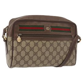 Bolsa Sherry Line GG Supreme Web da GUCCI em PVC bege e dourado 001 113 6472 Auth 176195