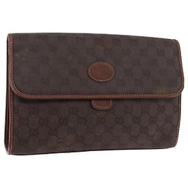 Gucci GG Supreme Schultertasche PVC Braun Gold 004 49 0195 Auth ep14421