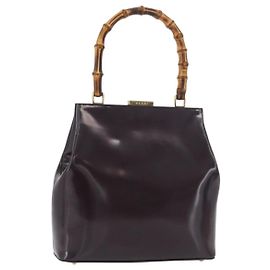 Bolso de mano de bambú GUCCI patentado Burdeos Oro 000 4781 0295 Auth 176222
