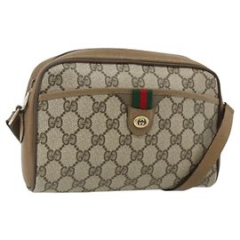 Borsa Sherry Line GG Supreme Web di GUCCI in PVC beige e oro 116 02 089 Auth ep14174