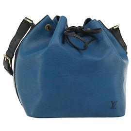 LOUIS VUITTON Borsa a Spalla Petit Noé Epi Bicolore Nero Blu M44152 Auth bs34523