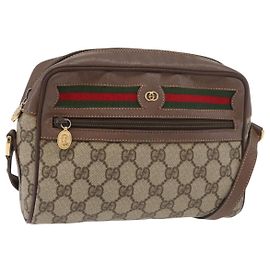 Borsa Sherry Line GG Supreme Web di GUCCI in PVC beige e oro 001 44 6655 Auth ep14411