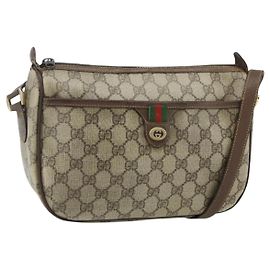 Borsa Gucci GG Supreme Web Sherry Line PVC Beige Oro 89 02 077 Auth bs34659