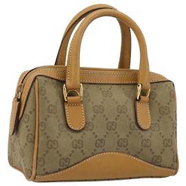 Mini borsa a mano in tela GG Gucci beige oro Auth am11440