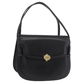 Borsa a mano GUCCI in pelle nera e oro Auth ep14155