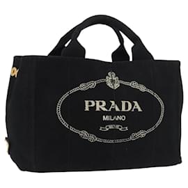 PRADA Canapa PM Handtasche aus schwarzem und goldenem Canvas Auth 175050SAM