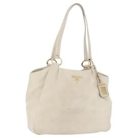 Tote Bag aus Leder Elfenbein Gold Auth 176345 - Prada
