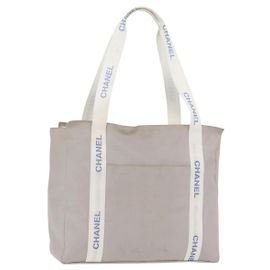 CHANEL Borsa Tote Canvas Grigia Argento CC Auth BA12334