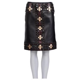 Falda de cuero de oveja negra Chanel - Talla FR38 / M  Usado