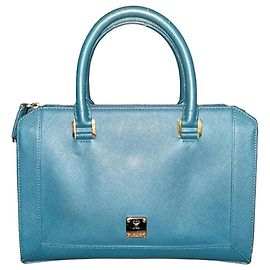 MCM Leder Handtasche Tote Bag - Teal