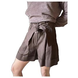 Autre Marque P.A.R.O.S.H. Leinenmischung Shorts Braun mit Gürtel