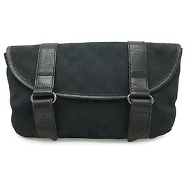 Schwarze GG-Canvas-Taille Tasche von Gucci