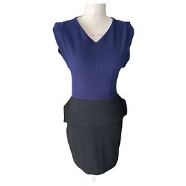 Abito Maje Bicolore Peplum Blu Navy e Nero