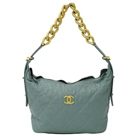Borsa a mano in pelle matelassé verde Chanel