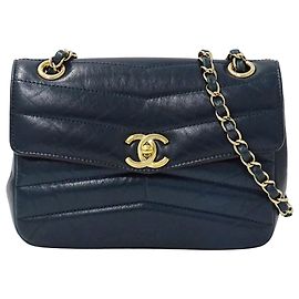 Borsa in pelle blu verde Chanel