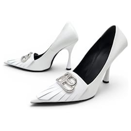 SCARPE BALENCIAGA ESCARPINS KNIFE BB FRANGE 591029 39 PELLE BIANCA