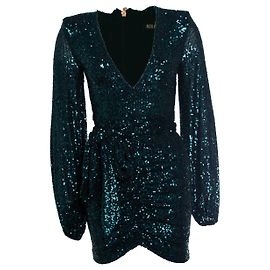 Autre Marque Abito avvolgente verde con paillettes Nookie