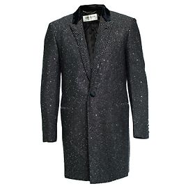Saint Laurent, Giacca blazer lunga con paillettes luccicanti