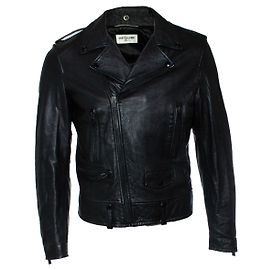 Saint Laurent, giubbotto in pelle nera da motociclista 2016