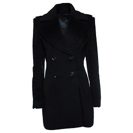 Burberry, black wool trench coat