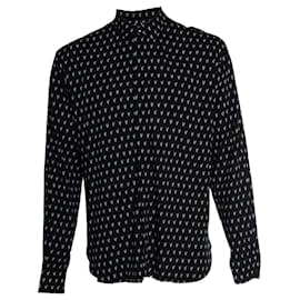 Camicia a pois stampata V di Saint Laurent in nero 2017