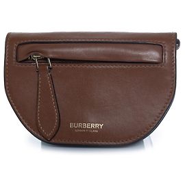 Burberry, portafoglio in pelle marrone a sella
