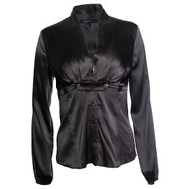 Blusa in seta marrone scuro Hysteria di Gucci