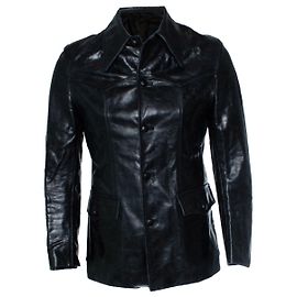 Autre Marque Sankuanz, Black leather distressed jacket