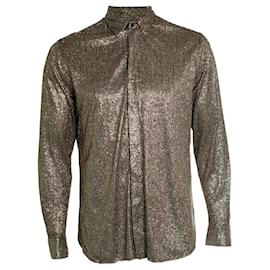 Camicia a righe in lurex nera e dorata Saint Laurent