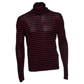 Saint Laurent, Maglione a righe in nero e bordeaux