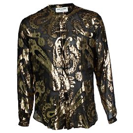 Camicia dorata metallica con paisley di Saint Laurent
