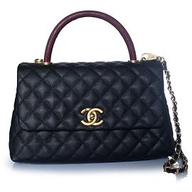 Chanel, Coco Top-Handle-Tasche aus schwarzem Kaviarleder