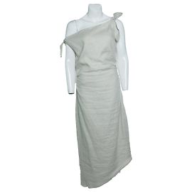 Autre Marque Mademoiselle. La robe midi en lin blanche Tamara à nouer