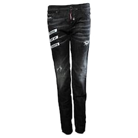 Dsquared2, black jeans with patches