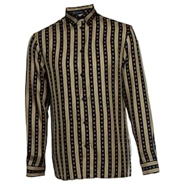 Camicia nera e dorata con stampa greca Versace